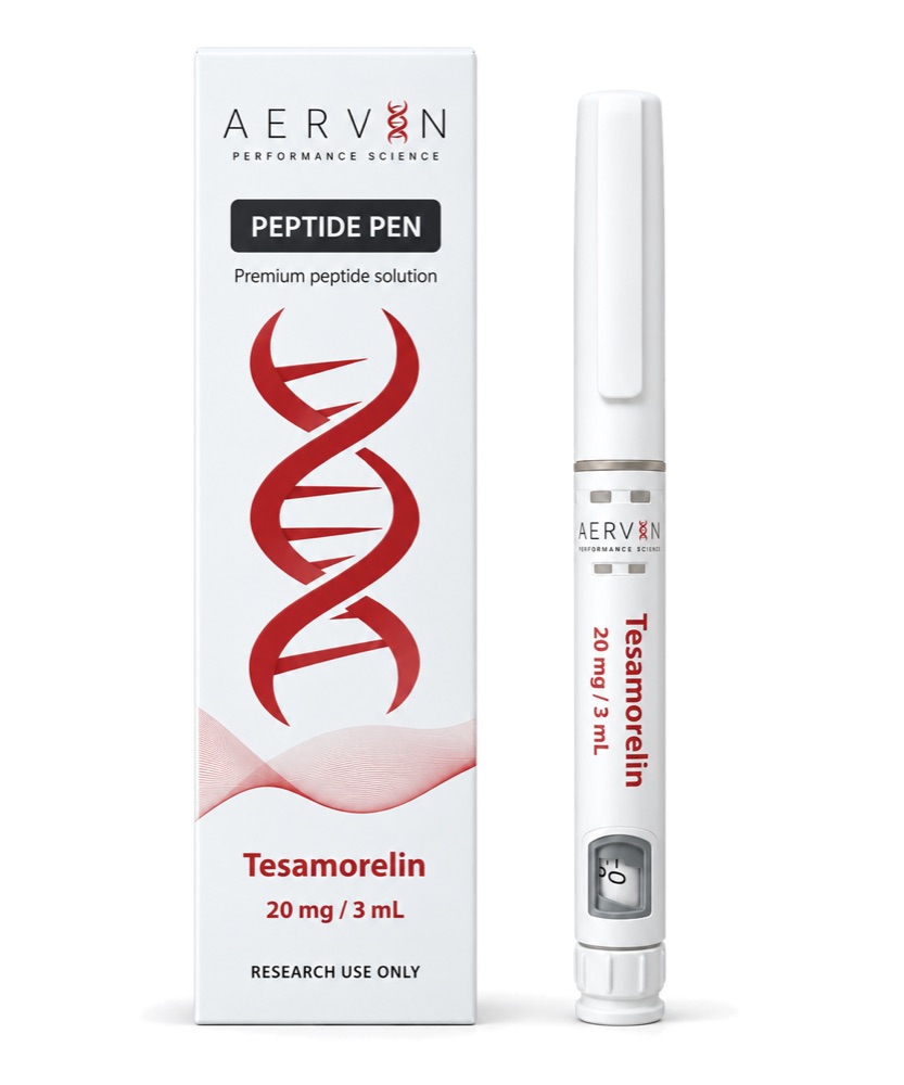 AERVYN Tesamorelin peptide pen, 20 mg / 3 mL, with its carton